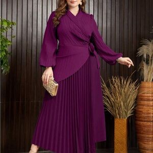 Women's Elegant Purple Wrap Dress